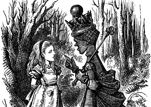 Image of the Alice talking to the Red Queen